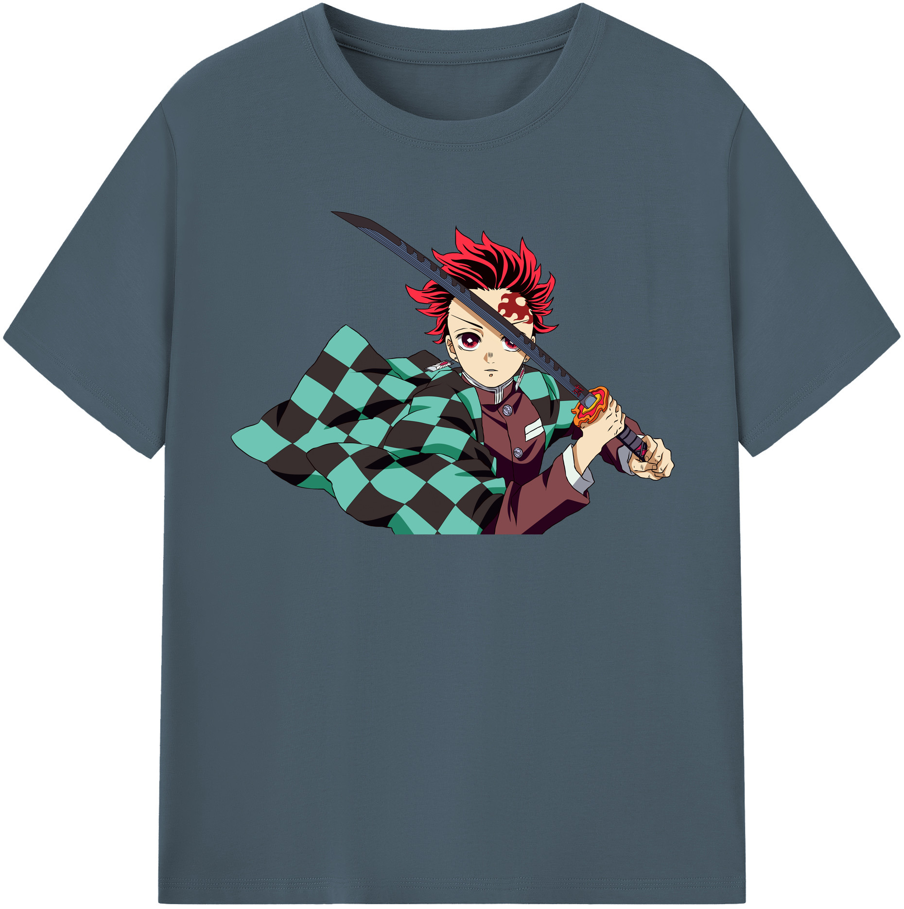 （画像用） 鬼滅の刃 竈門 炭治郎／かまど たんじろう Kamado Tanjirou 綿100％半袖Tシャツ（フロントプリント）
